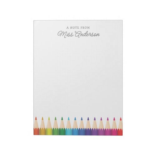 Personalized Teachers Name Colorful Pencils Notepad