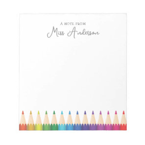 Personalized Teacher's Name Colorful Pencils Notepad
