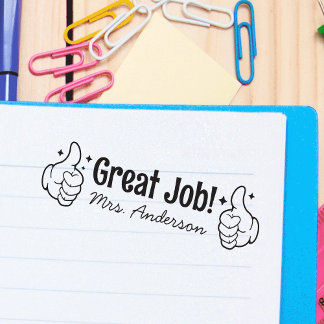 Personalized Teacher's Name Great Job Thumbs Up  Self-inking Stamp