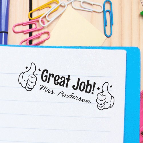 Personalized Teachers Name Great Job Thumbs Up  Self_inking Stamp