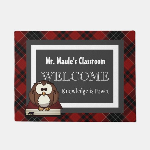 Personalized Teachers Plaid Welcome Doormat