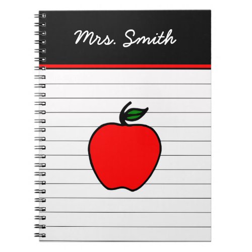 Personalized Teachers Red Apple Notebook Gift