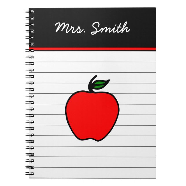 Personalized Teacher's Red Apple Notebook Gift (Front)