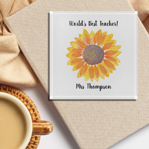 Personalized Teacher's Sunflower  Paperweight