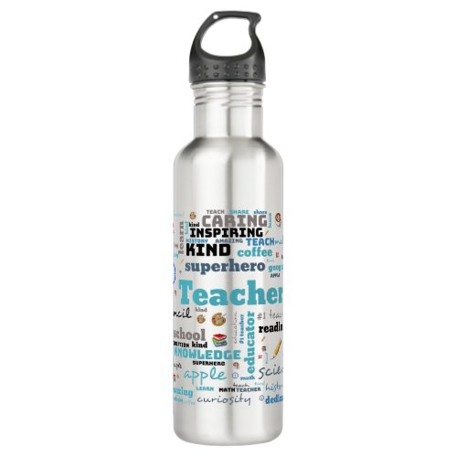 Personalized Teachers word art Stainless Steel Water Bottle