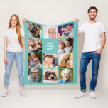 Personalized Teal 11 Photo Collage Fleece Blanket Personalized Teal 11 Photo Collage Fleece Blanket