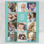 Personalized Teal 11 Photo Collage Fleece Blanket<br><div class="desc">It's time to give your loved ones something extra special, something that's truly unique and that they'll never forget. Show them how much you care with the Personalized Gift Fleecy Blanket. This blanket is perfect for snuggling up on those long winter nights, or simply to display in any room of...</div>