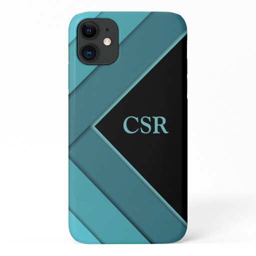 Personalized Teal and Black iPhone 11 Case
