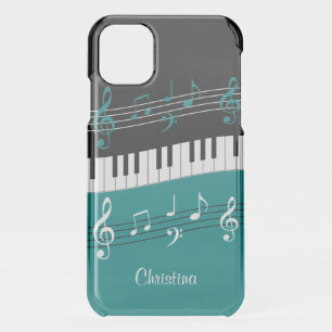 Personalized Teal and Black music themed iPhone 11 Case