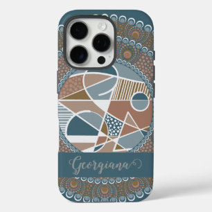 Personalized Teal and Gold Abstract Accent Mandala iPhone 16 Pro Case