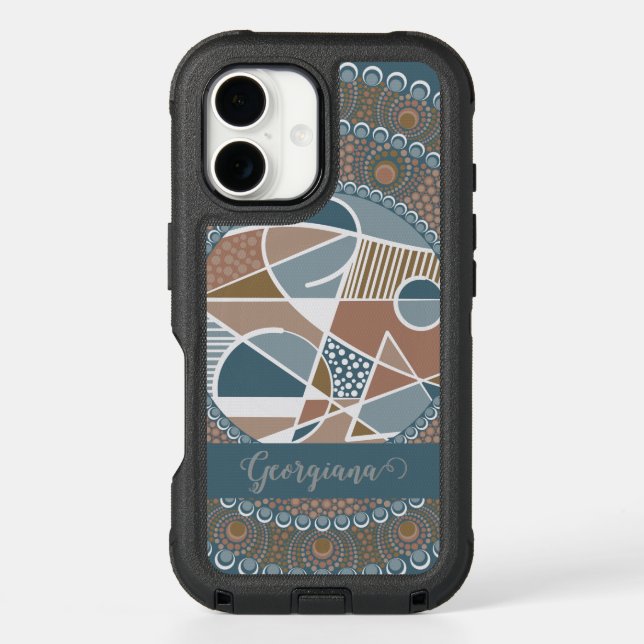 Personalized Teal and Gold Abstract Accent Mandala Otterbox iPhone Case (Back)