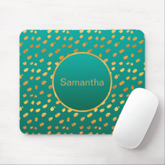 Personalized Teal and Gold Monogram Mousepad