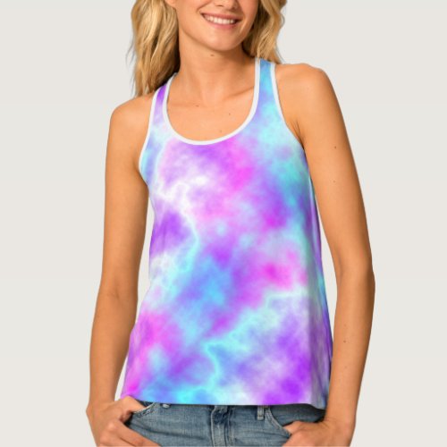 Personalized Teal and Purple Tie Dye Tank Top