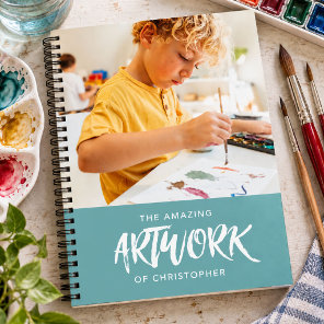 Personalized Teal Artist Photo Sketchbook Notebook