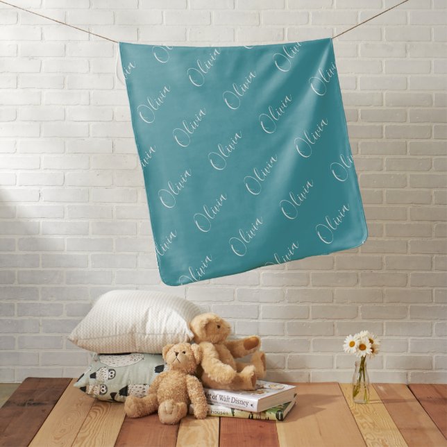 Personalized Teal Baby Girl or Boy Blanket (In Situ)