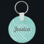 Personalized Teal Ball of Yarn Knitting Keychain<br><div class="desc">Create a fun personalized keychain that's perfect for knitters and crocheters. It features a doodle style illustration of a ball of yarn in teal and your own name or custom text in charcoal gray script lettering. It's the perfect knitting themed stocking stuffer or party favor.</div>