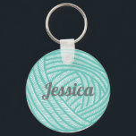 Personalized Teal Ball of Yarn Knitting Keychain<br><div class="desc">Create a fun personalized keychain that's perfect for knitters and crocheters. It features a doodle style illustration of a ball of yarn in teal and your own name or custom text in charcoal gray script lettering. It's the perfect knitting themed stocking stuffer or party favor.</div>