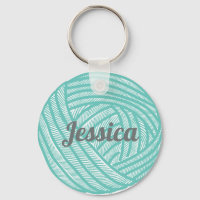 Personalized Teal Ball of Yarn Knitting