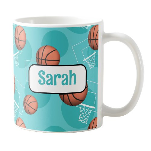 Personalized Teal Basketball Mug