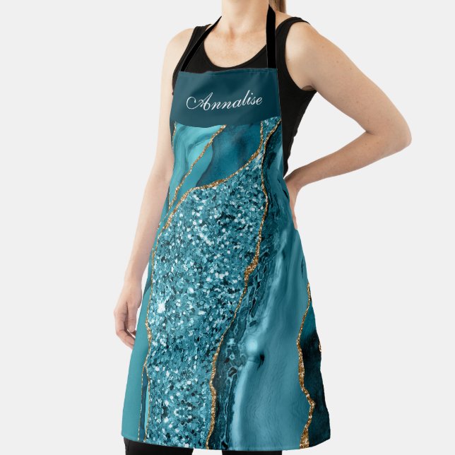 Personalized Teal Blue Agate Apron (Insitu)
