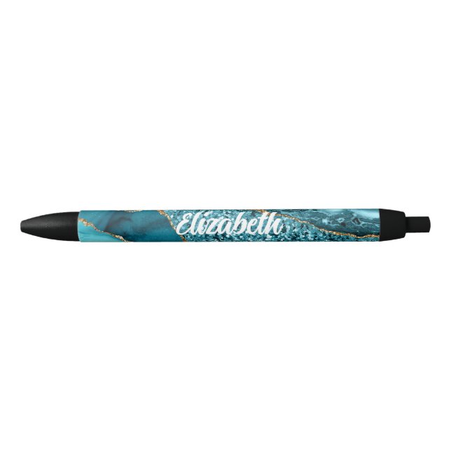 Personalized Teal Blue Agate Pen (Front)