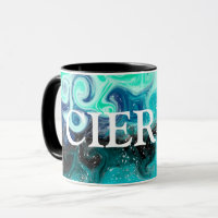 Teal and black Marble texture acrylic Liquid paint art Coffee Mug