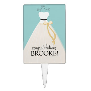 Personalized Teal Blue Bridal Shower Cake Topper