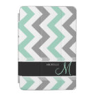 Personalized Teal blue, gray and white Chevrons
