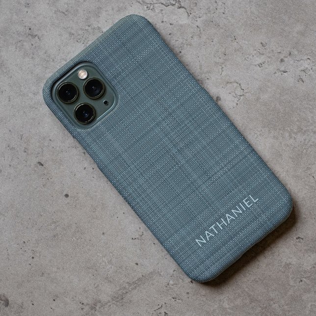 Personalized Teal Blue Gray Texture Pattern Case-Mate iPhone Case (Creator Uploaded)