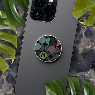 Personalized Teal Blue Green Black Retro Pattern PopSocket