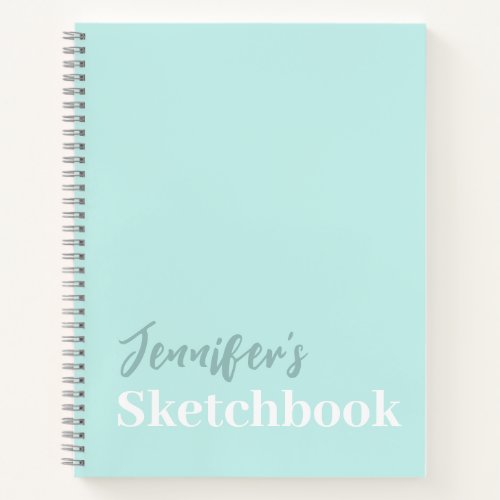 Personalized Teal Blue Script Chic Sketchbook Notebook