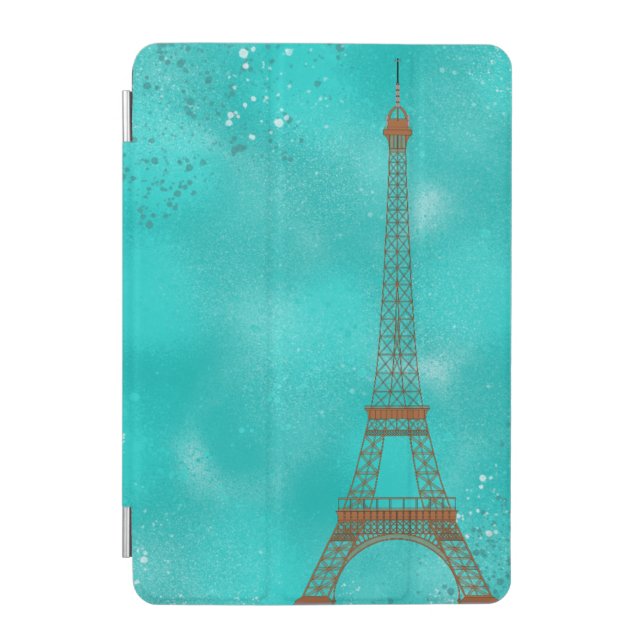 Personalized Teal Blue Tiffany Eiffel Tower iPad A iPad Mini Cover (Front)
