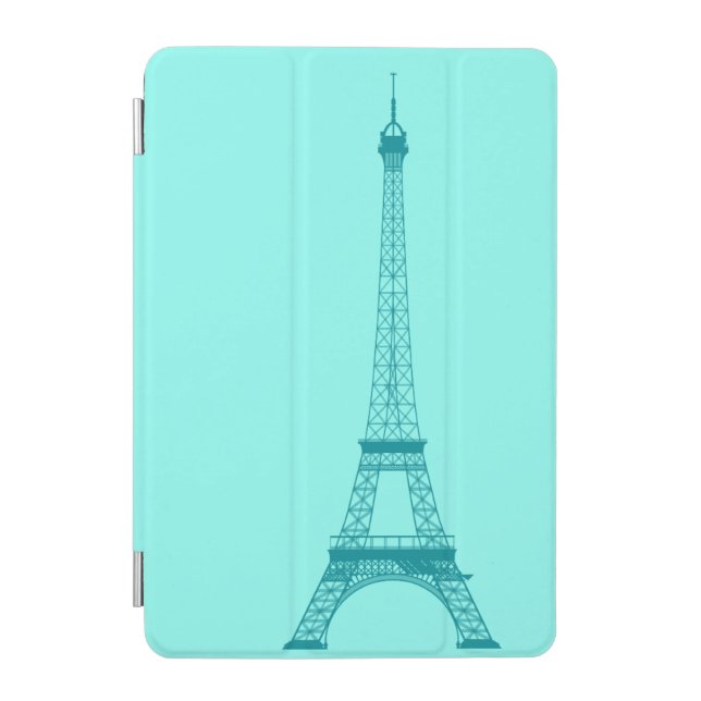 Personalized Teal Blue Tiffany Eiffel Tower iPad Mini Cover (Front)