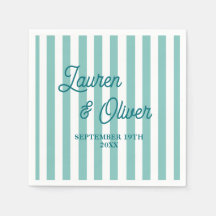 Personalized Teal Blue Wedding Engagements Striped