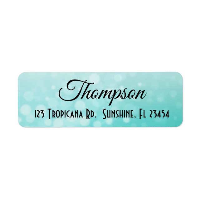 Personalized Teal Bokeh  Return Address Labels (Front)