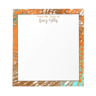 Personalized Teal, Brown and Orange Abstract Notepad