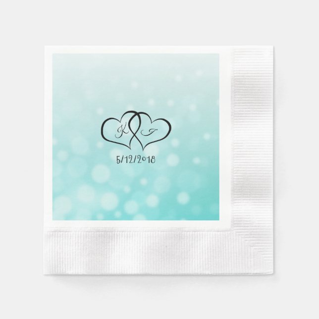 Personalized Teal Bubbles Cocktail Napkin (Front)