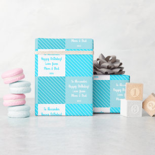 Personalized Teal Buffalo Check Birthday Wrapping Paper