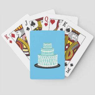 Personalized Teal Cake Poker Cards