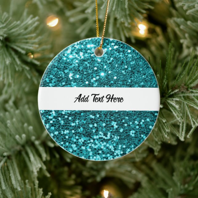 Personalized Teal Ceramic Ornament (Tree)