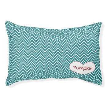 Personalized Teal Chevron Pet Bed by NightOwlsMenagerie at Zazzle