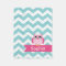 Personalized Teal Chevron Pink Owl Fleece Blanket