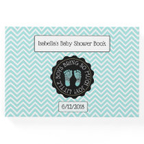 Personalized Teal Chevron Stripes Baby Shower Book