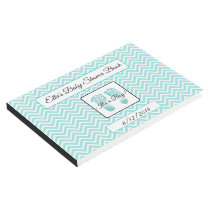 Personalized Teal Chevron Stripes Baby Shower Book