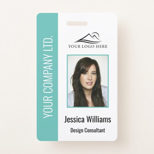 Personalized Teal Corporate Employee Security ID Badge