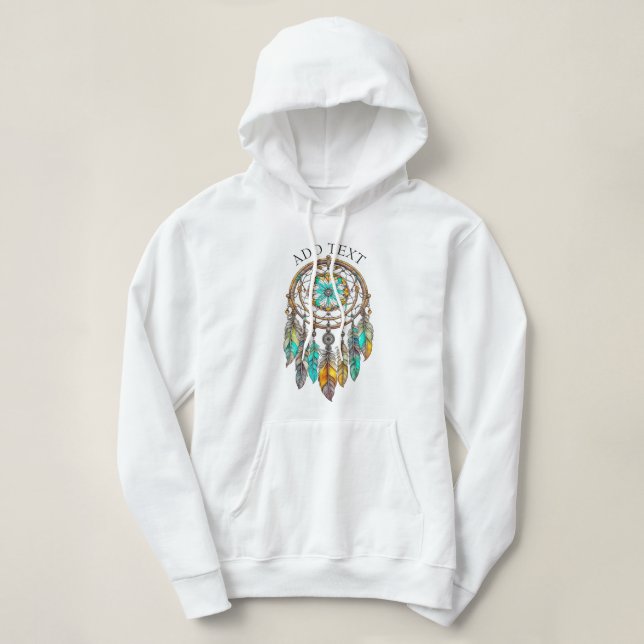 Personalized Teal Dreamcatcher Mystical Hoodie (Design Front)