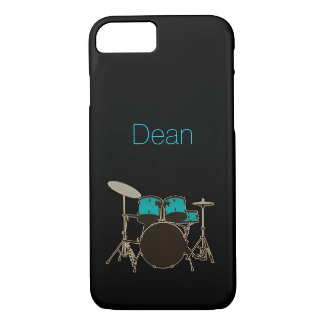 Personalized Teal Drums Music iPhone 7 Case (Back)