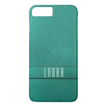 Personalized Teal Faux Leather Phone Case by malibuitalian at Zazzle