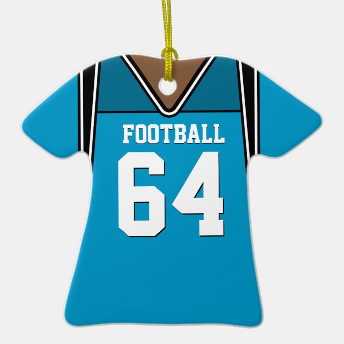 Personalized Teal Football Jersey 64 V2 Christmas Tree Ornaments