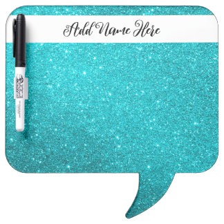 Personalized Teal Glitter Dry Erase Board